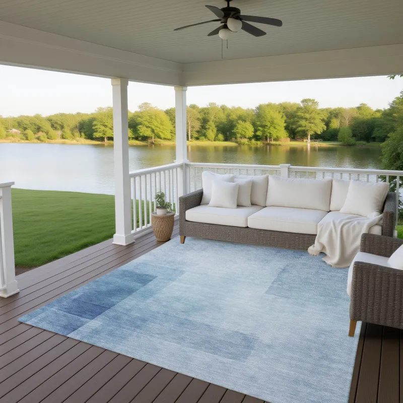 Machine Washable Indoor/Outdoor Pacifica Blue 10\' x 14\' Rug