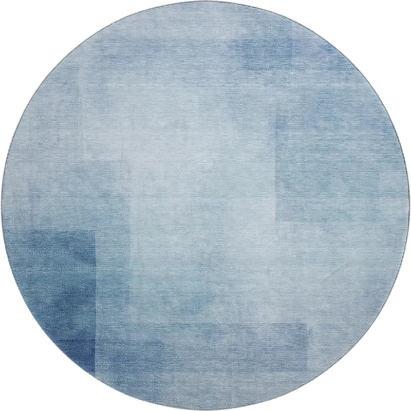 Machine Washable Indoor/Outdoor Pacifica Blue 8\' x 8\' Round Rug