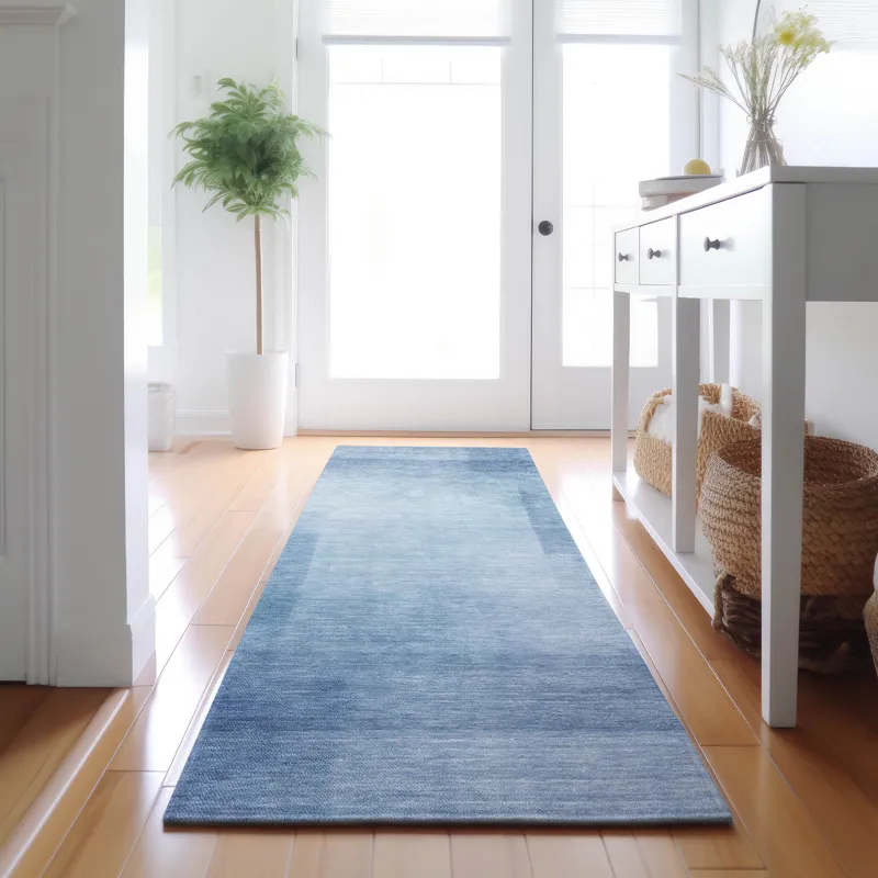 Machine Washable Indoor/Outdoor Pacifica Blue 2\'3\" x 7\'6\" Runner Rug