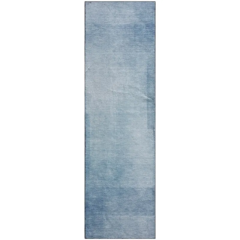 Machine Washable Indoor/Outdoor Pacifica Blue 2\'3\" x 7\'6\" Runner Rug
