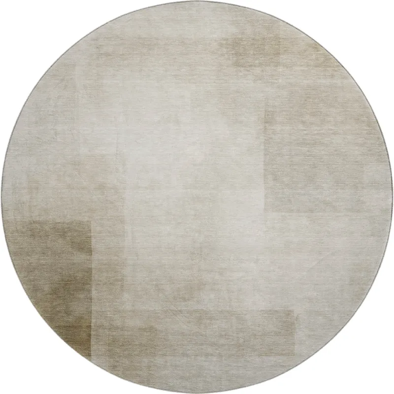 Machine Washable Indoor/Outdoor Pacifica Khaki 8\' x 8\' Round Rug