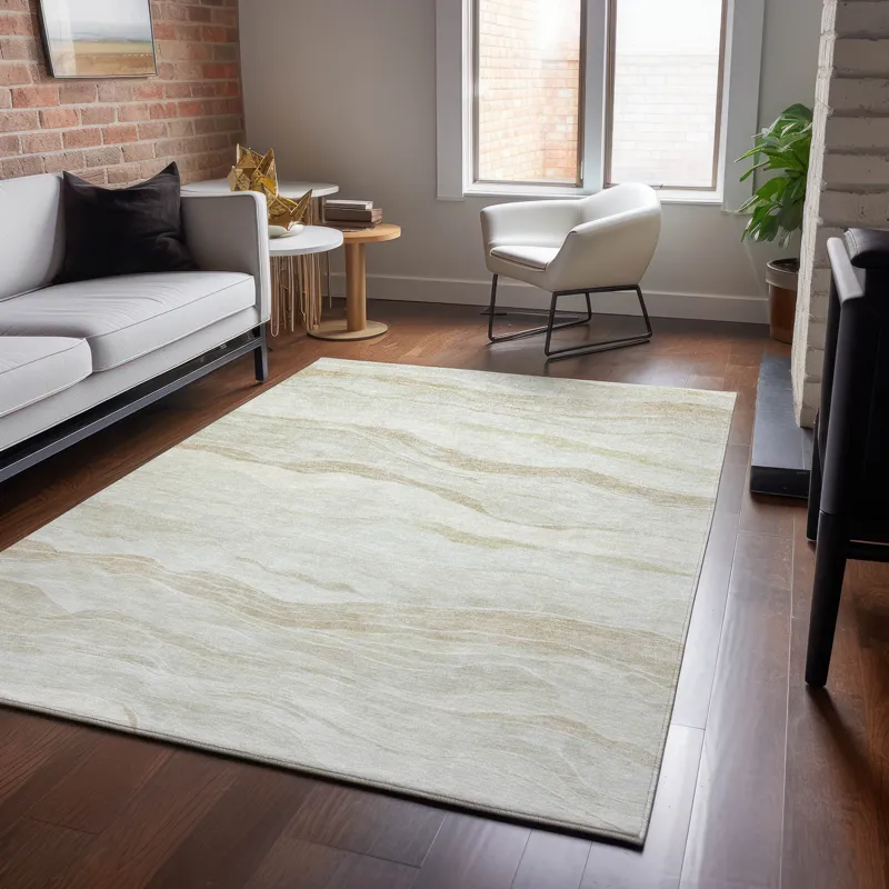 Machine Washable Indoor/Outdoor Pacifica Beige 10\' x 14\' Rug