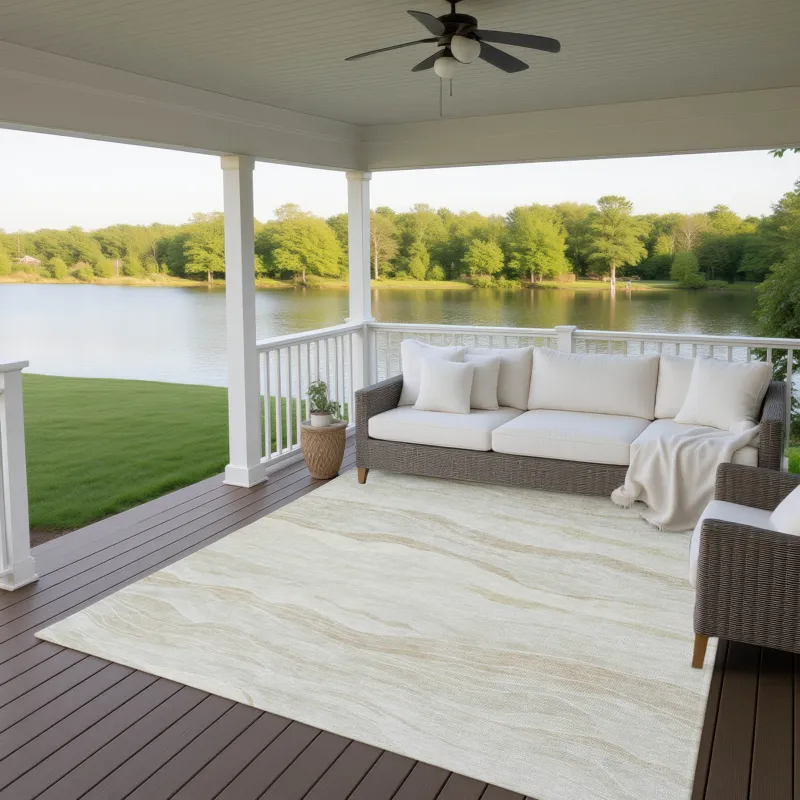 Machine Washable Indoor/Outdoor Pacifica Beige 10\' x 14\' Rug