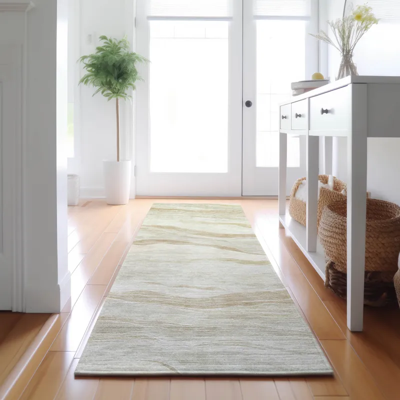 Machine Washable Indoor/Outdoor Pacifica Beige 2\'3\" x 7\'6\" Runner Rug