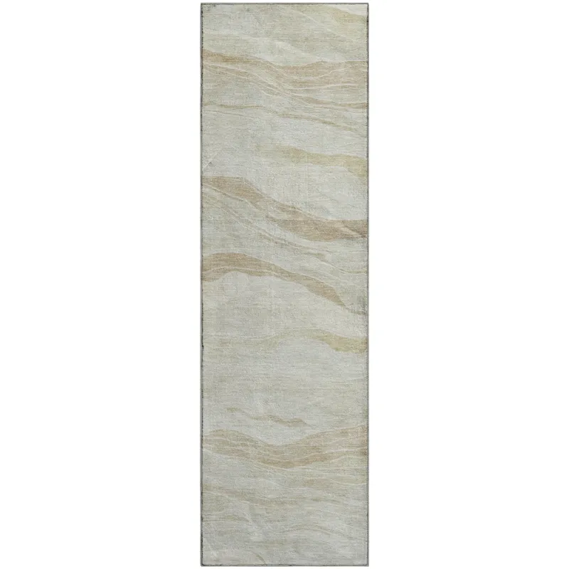 Machine Washable Indoor/Outdoor Pacifica Beige 2\'3\" x 7\'6\" Runner Rug