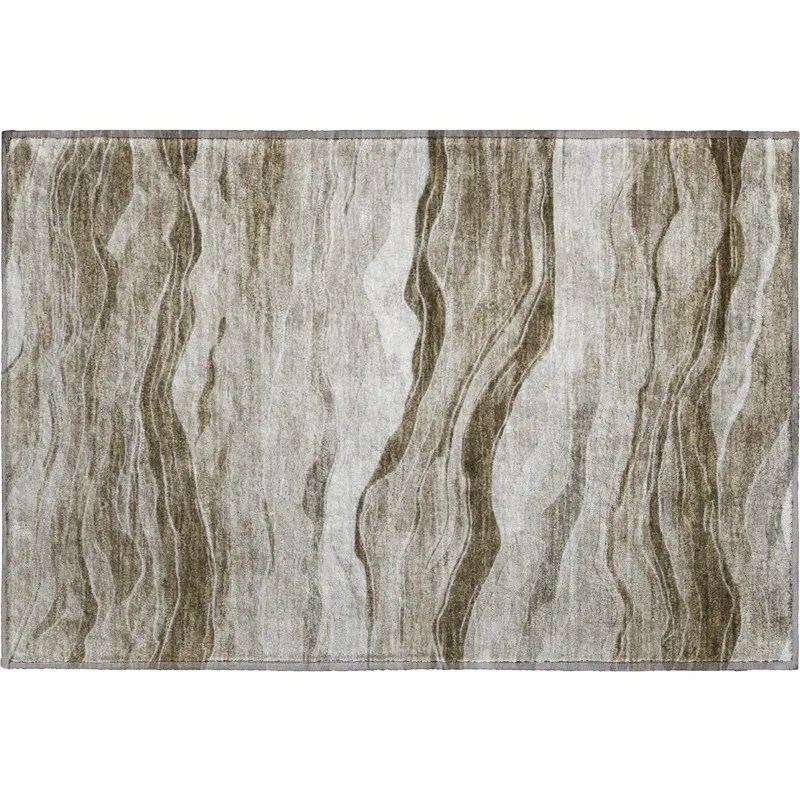 Machine Washable Indoor/Outdoor Pacifica Brown 1\'8\" x 2\'6\" Rug
