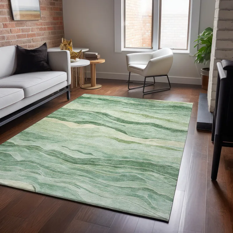 Machine Washable Indoor/Outdoor Pacifica Green 2\'6\" x 3\'10\" Rug
