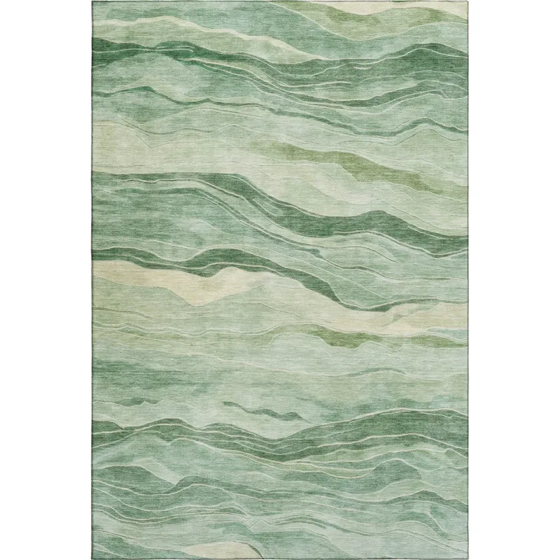 Machine Washable Indoor/Outdoor Pacifica Green 2\'6\" x 3\'10\" Rug