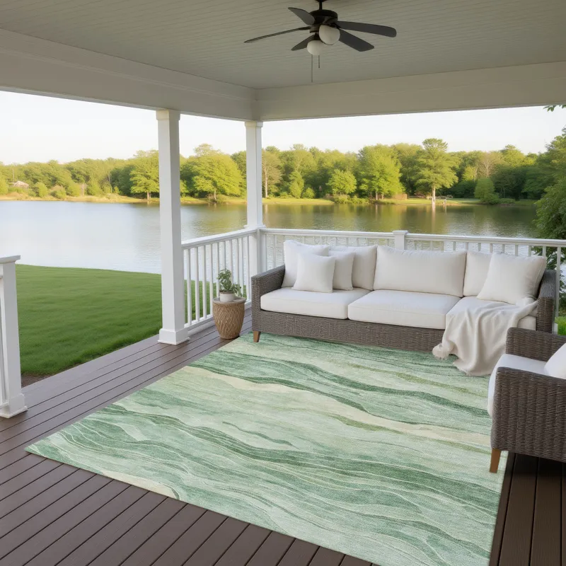 Machine Washable Indoor/Outdoor Pacifica Green 2\'6\" x 3\'10\" Rug