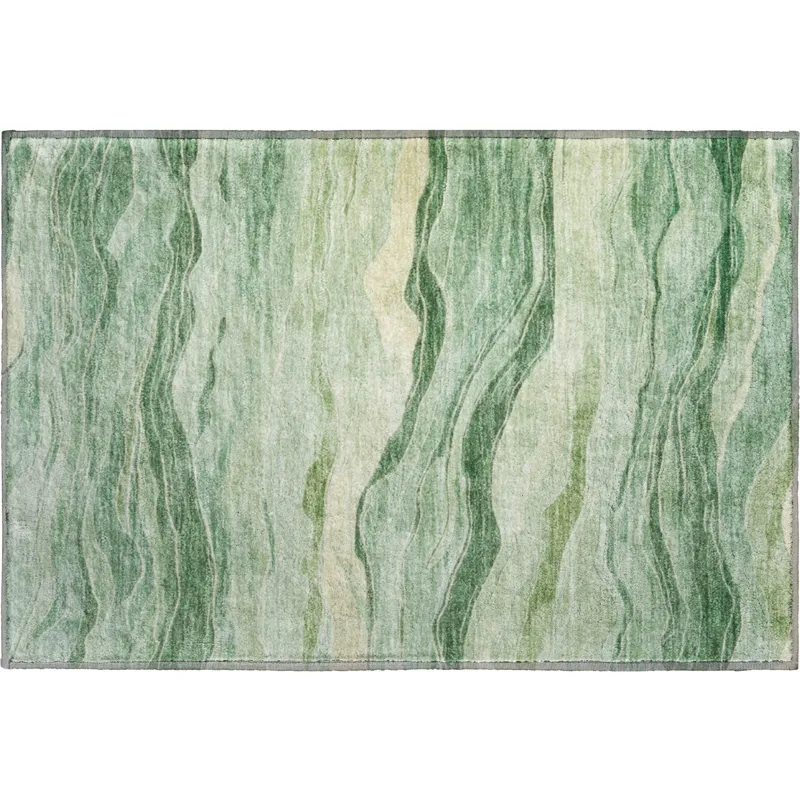 Machine Washable Indoor/Outdoor Pacifica Green 1\'8\" x 2\'6\" Rug