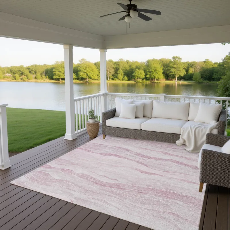 Machine Washable Indoor/Outdoor Pacifica Pink 5\' x 7\'6\" Rug