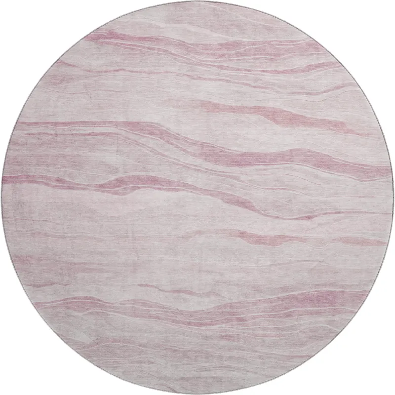 Machine Washable Indoor/Outdoor Pacifica Pink 8\' x 8\' Round Rug
