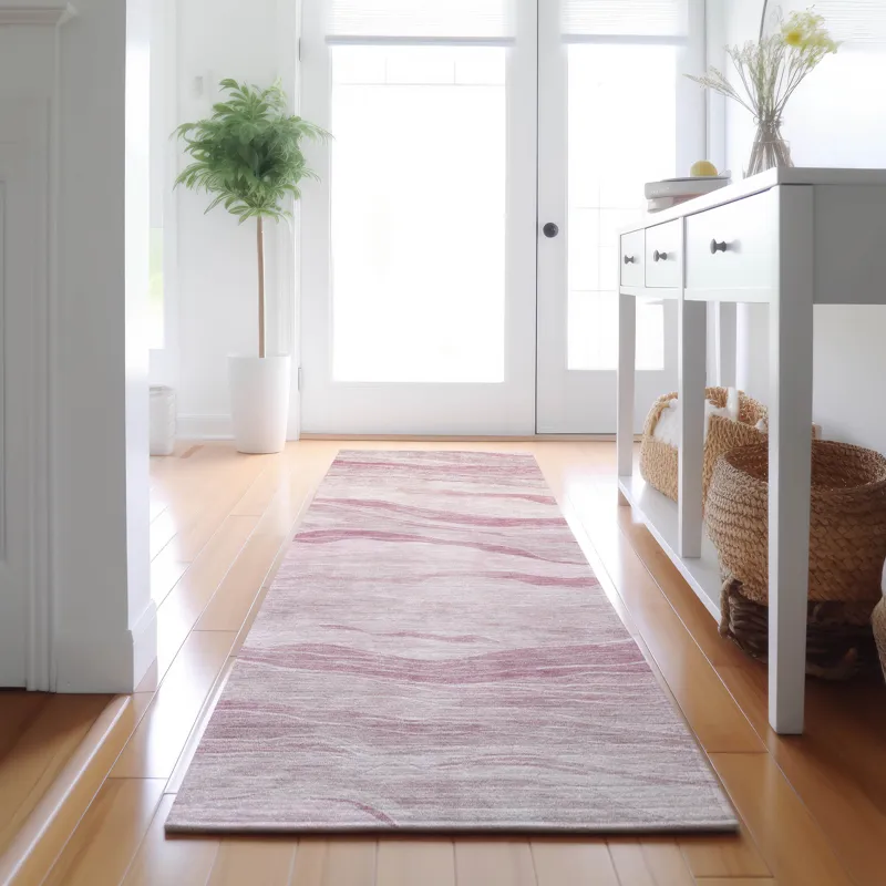 Machine Washable Indoor/Outdoor Pacifica Pink 2\'3\" x 7\'6\" Runner Rug
