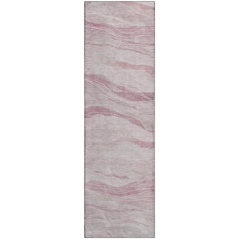 Machine Washable Indoor/Outdoor Pacifica Pink 2\'3\" x 7\'6\" Runner Rug