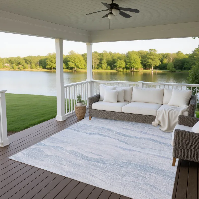 Machine Washable Indoor/Outdoor Pacifica Sky 10\' x 14\' Rug