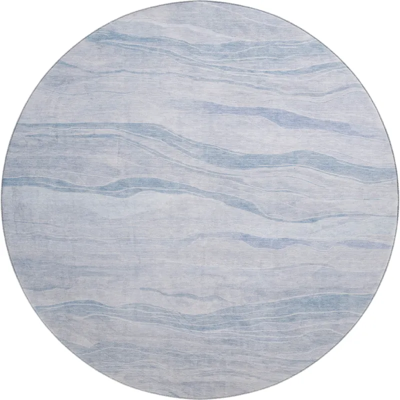 Machine Washable Indoor/Outdoor Pacifica Sky 8\' x 8\' Round Rug