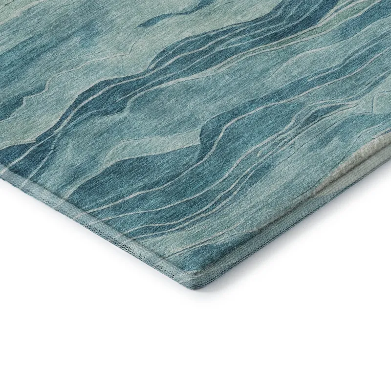 Machine Washable Indoor/Outdoor Pacifica Turquoise 5\' x 7\'6\" Rug