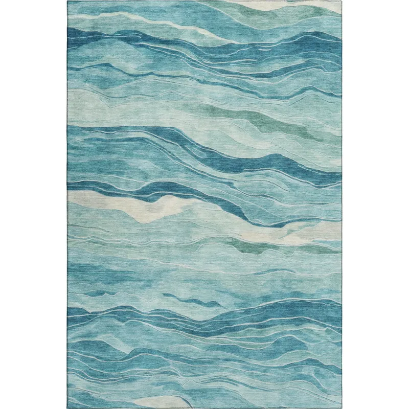 Machine Washable Indoor/Outdoor Pacifica Turquoise 5\' x 7\'6\" Rug