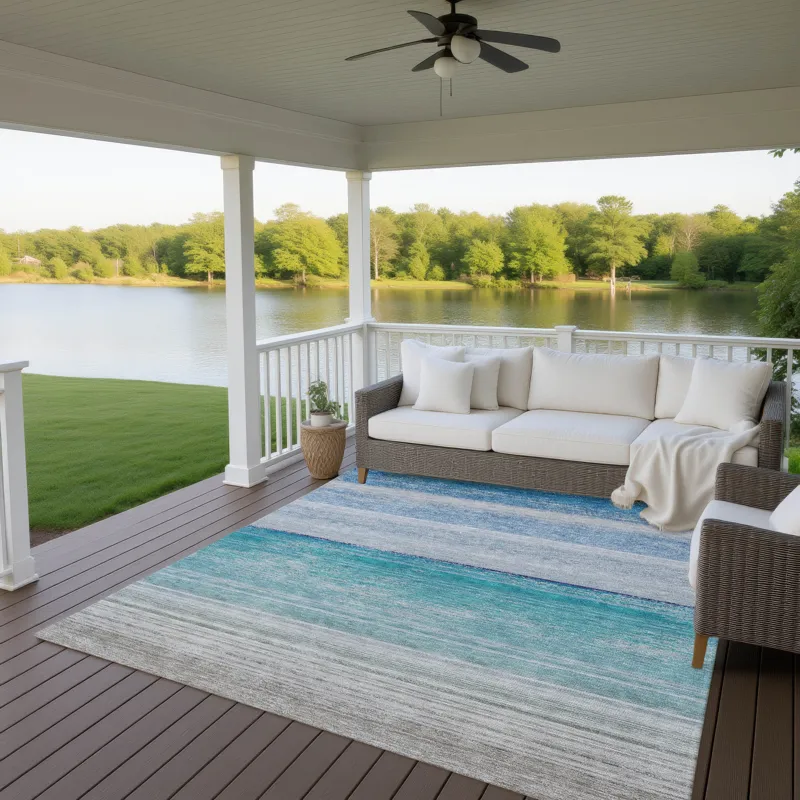 Machine Washable Indoor/Outdoor Pacifica Sky 9\' x 12\' Rug