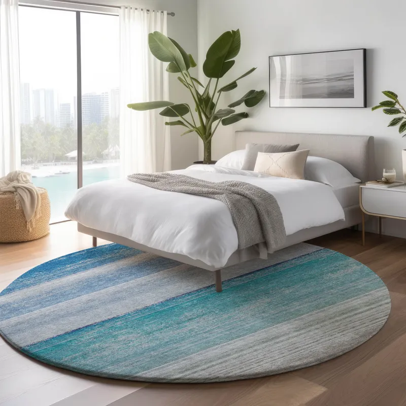 Machine Washable Indoor/Outdoor Pacifica Sky 8\' x 8\' Round Rug