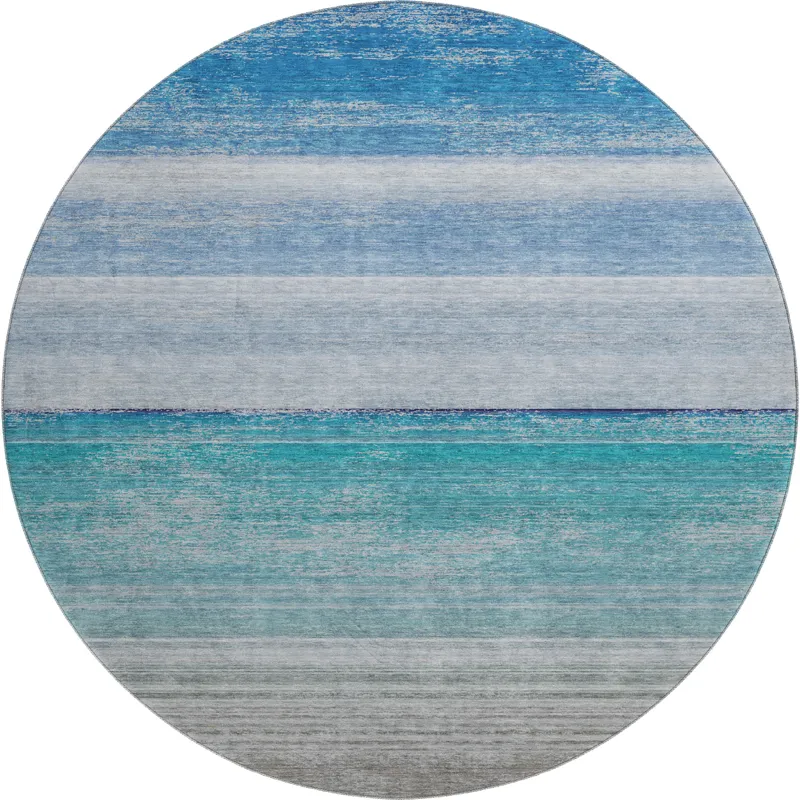 Machine Washable Indoor/Outdoor Pacifica Sky 8\' x 8\' Round Rug
