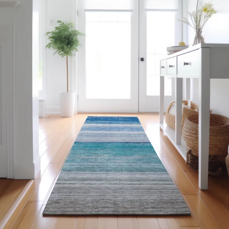 Machine Washable Indoor/Outdoor Pacifica Sky 2\'3\" x 7\'6\" Runner Rug