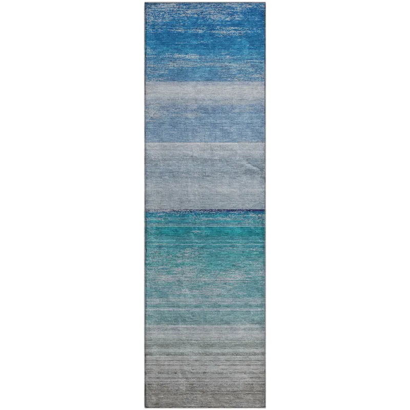 Machine Washable Indoor/Outdoor Pacifica Sky 2\'3\" x 7\'6\" Runner Rug