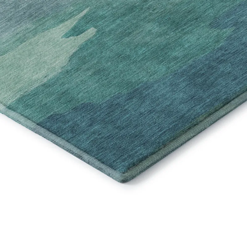 Machine Washable Indoor/Outdoor Pacifica Turquoise 9\' x 12\' Rug