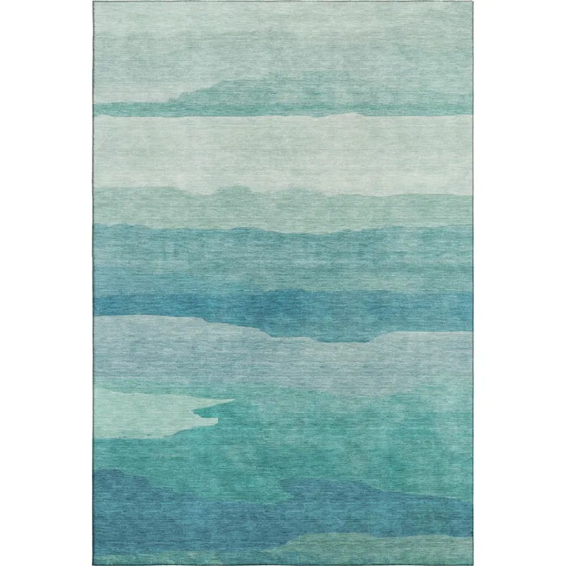 Machine Washable Indoor/Outdoor Pacifica Turquoise 9\' x 12\' Rug