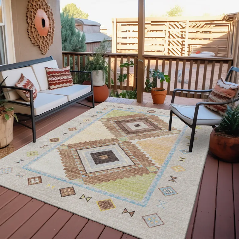 Indoor/Outdoor Phoenix Taupe Washable 8\' x 10\' Rug