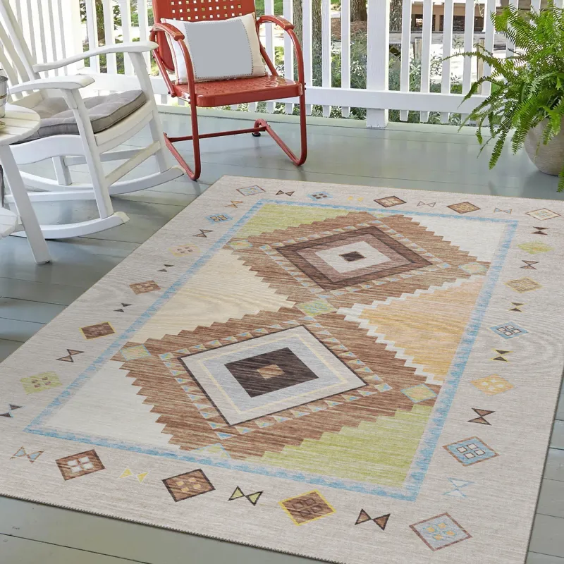 Indoor/Outdoor Phoenix Taupe Washable 8\' x 10\' Rug