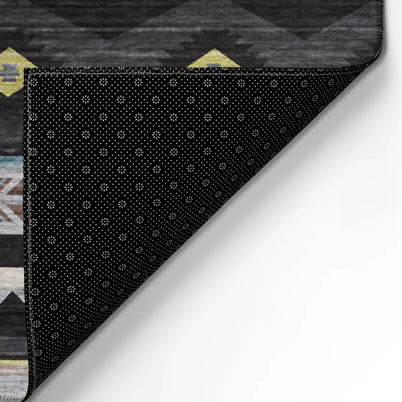 Indoor/Outdoor Phoenix Black Washable 8\' x 10\' Rug