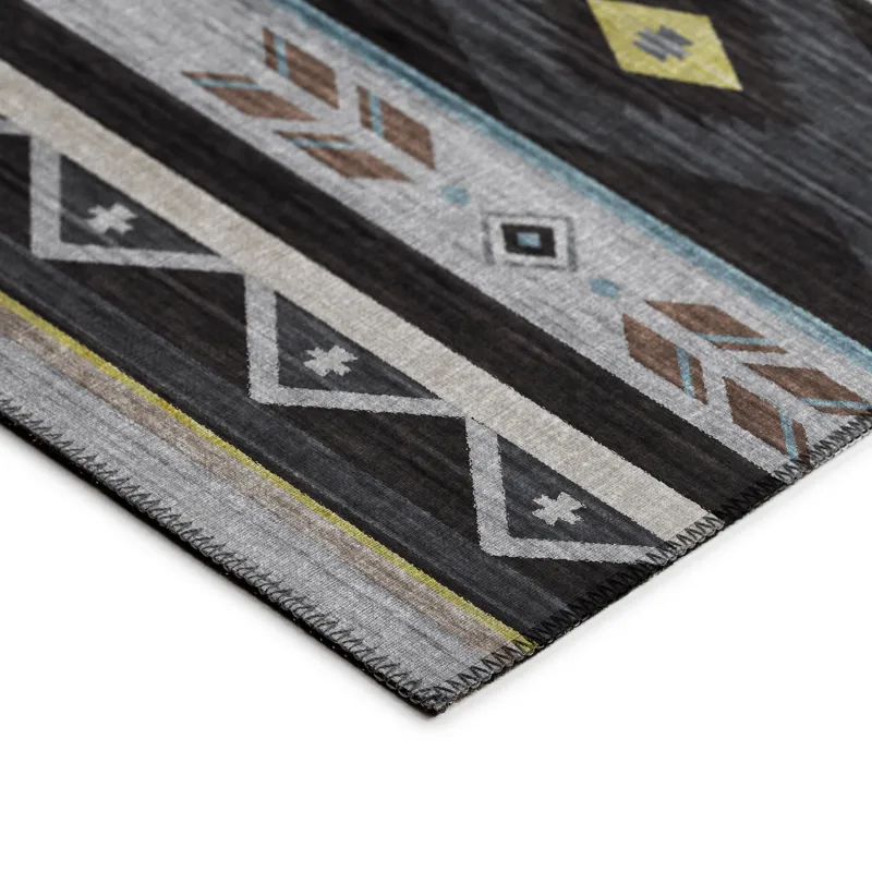 Indoor/Outdoor Phoenix Black Washable 8\' x 10\' Rug