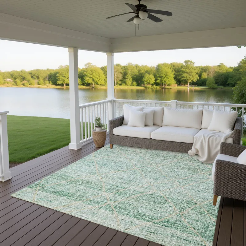 Luxury Washable Indoor/Outdoor Portico Aloe 5\' x 7\'6\" Rug