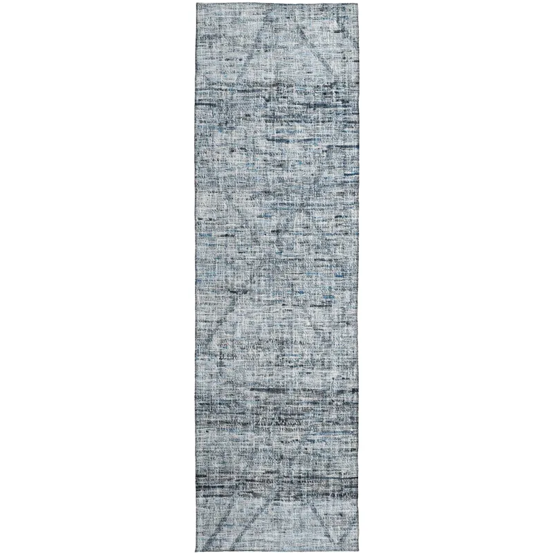 Luxury Washable Indoor/Outdoor Portico Blue 2\'3\" x 7\'6\" Runner Rug