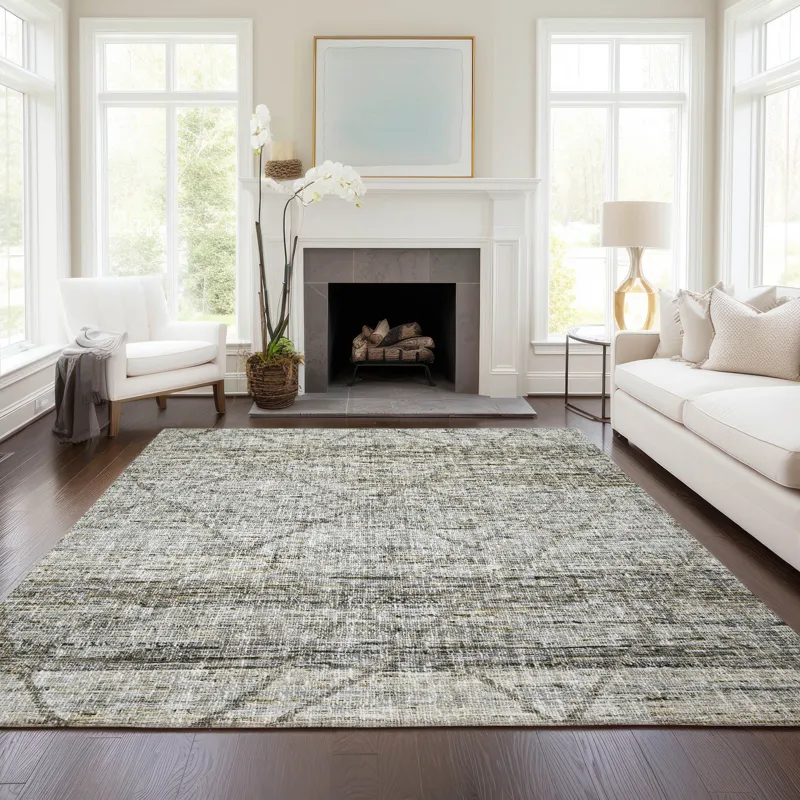 Luxury Washable Indoor/Outdoor Portico Pewter 2\'6\" x 3\'10\" Rug