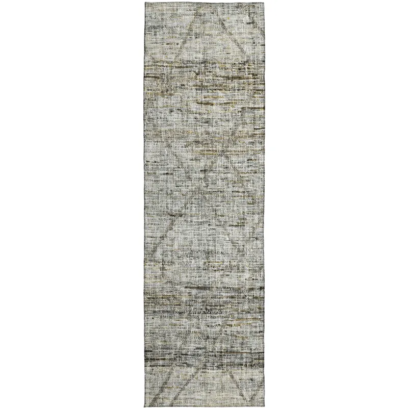 Luxury Washable Indoor/Outdoor Portico Pewter 2\'3\" x 7\'6\" Runner Rug