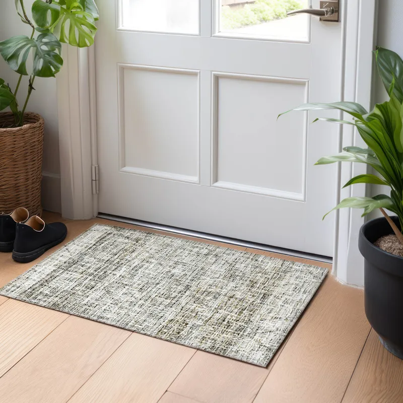 Luxury Washable Indoor/Outdoor Portico Pewter 1\'8\" x 2\'6\" Rug