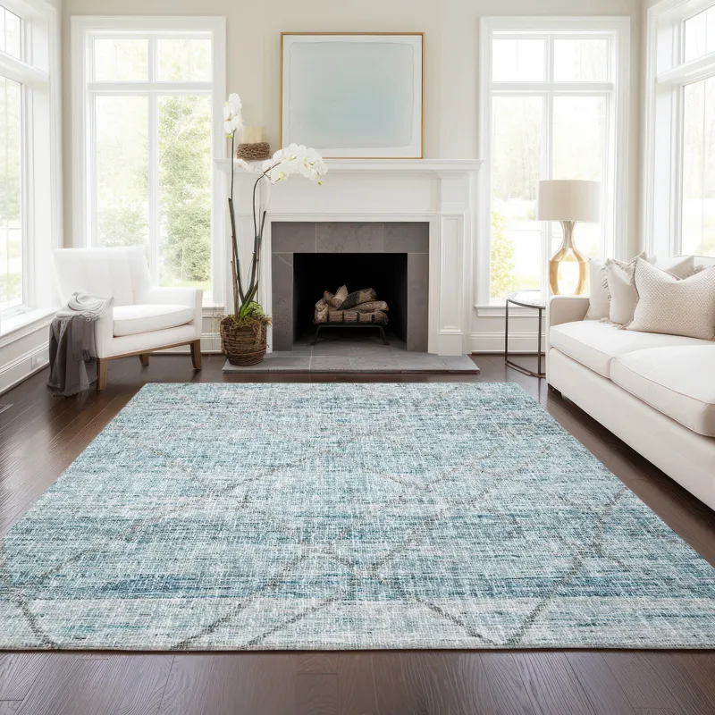 Luxury Washable Indoor/Outdoor Portico Teal 9\' x 12\' Rug