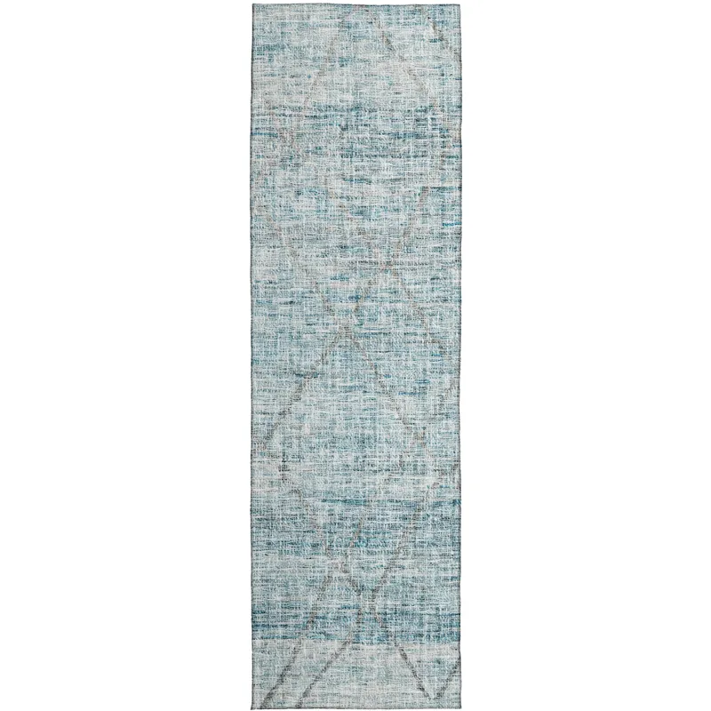 Luxury Washable Indoor/Outdoor Portico Teal 2\'3\" x 7\'6\" Runner Rug