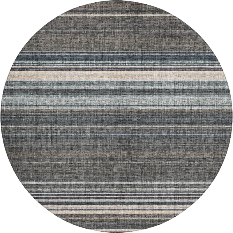 Luxury Washable Indoor/Outdoor Portico Chocolate 8\' x 8\' Round Rug