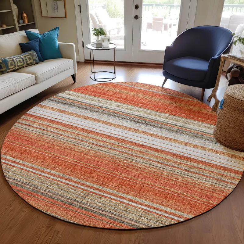 Luxury Washable Indoor/Outdoor Portico Coral 8\' x 8\' Round Rug