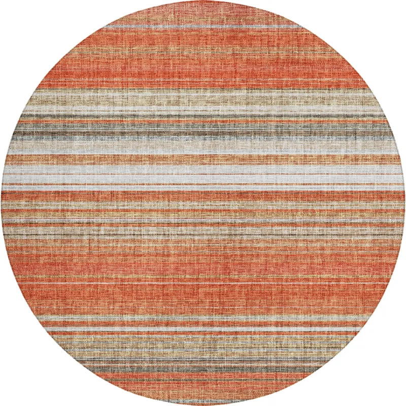Luxury Washable Indoor/Outdoor Portico Coral 8\' x 8\' Round Rug
