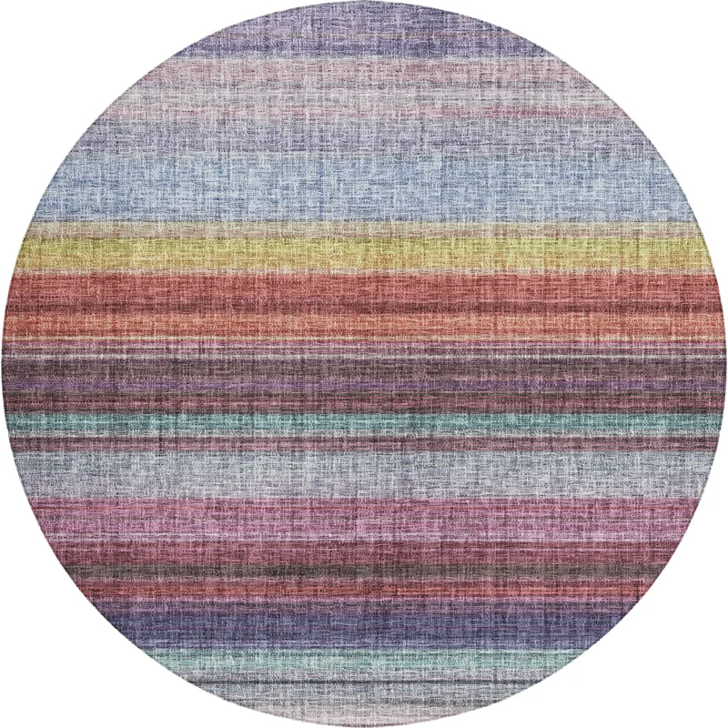 Luxury Washable Indoor/Outdoor Portico Lavender 8\' x 8\' Round Rug