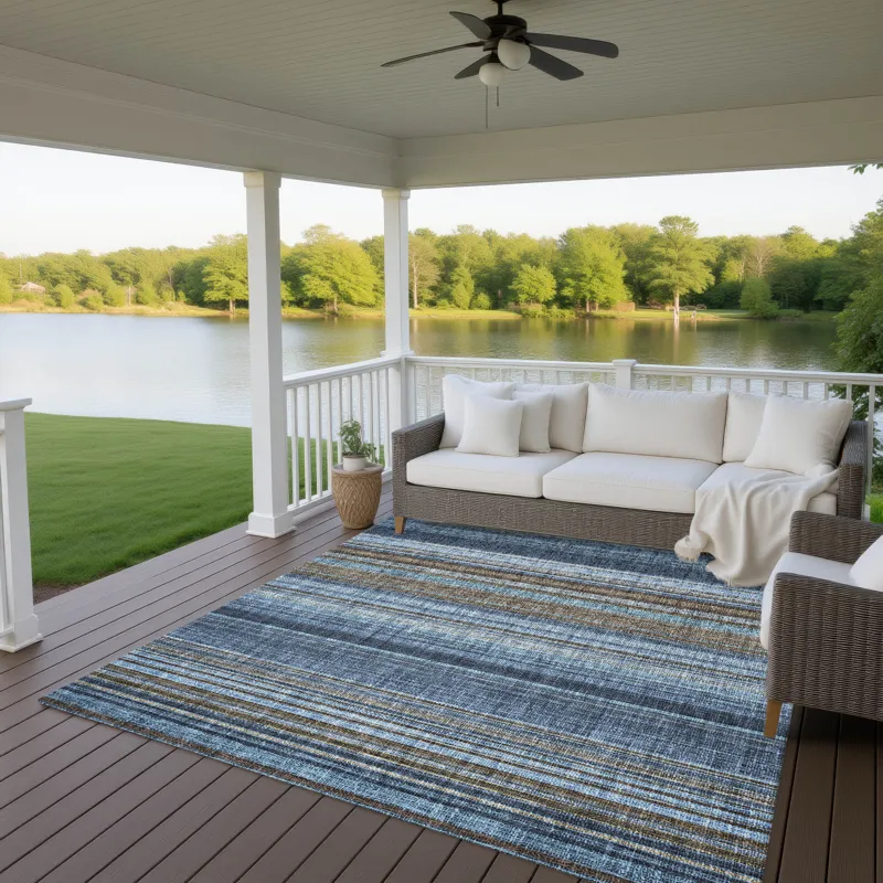 Luxury Washable Indoor/Outdoor Portico Navy 2\'6\" x 3\'10\" Rug