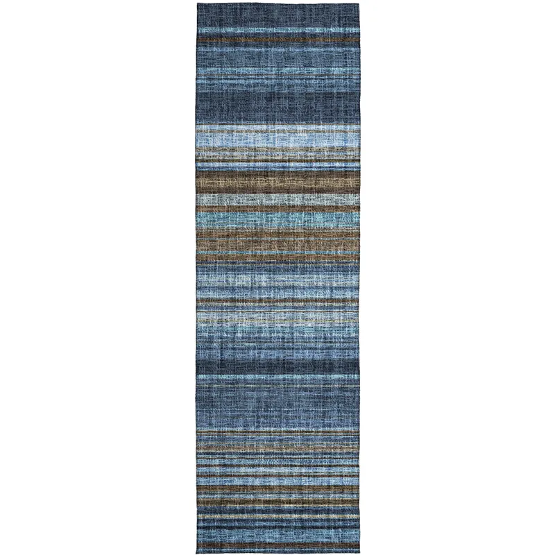 Luxury Washable Indoor/Outdoor Portico Navy 2\'3\" x 7\'6\" Runner Rug