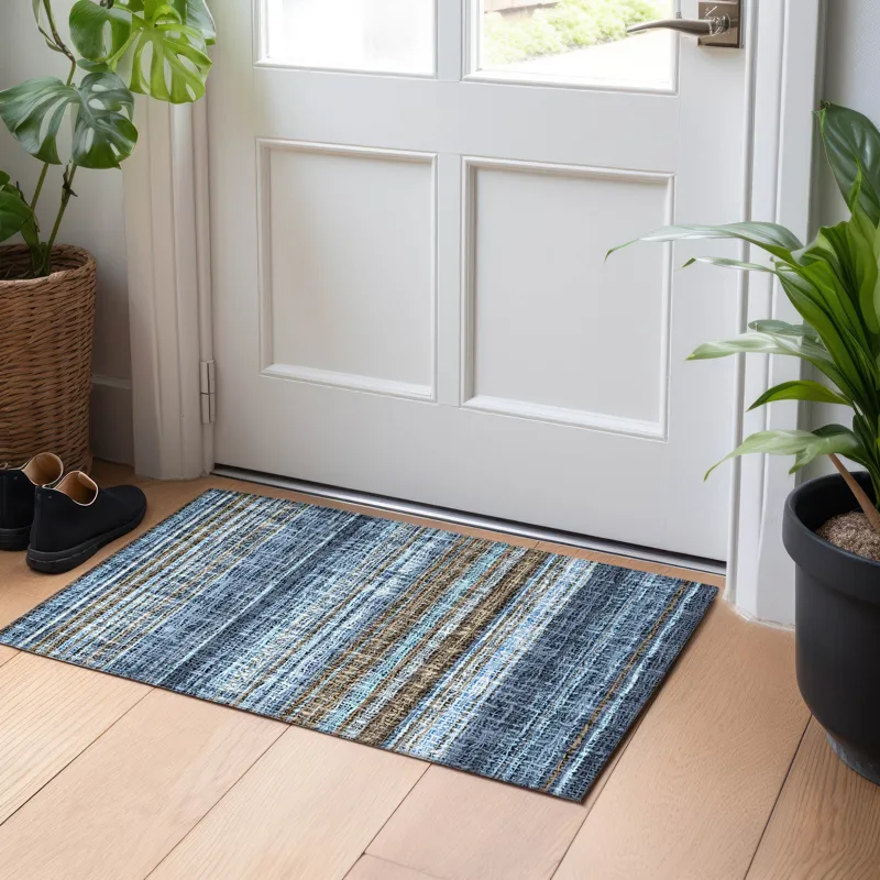 Luxury Washable Indoor/Outdoor Portico Navy 1\'8\" x 2\'6\" Rug