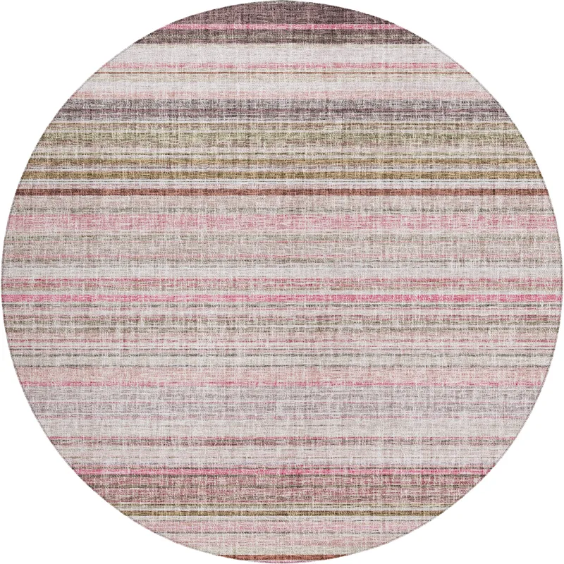 Luxury Washable Indoor/Outdoor Portico Pink 8\' x 8\' Round Rug