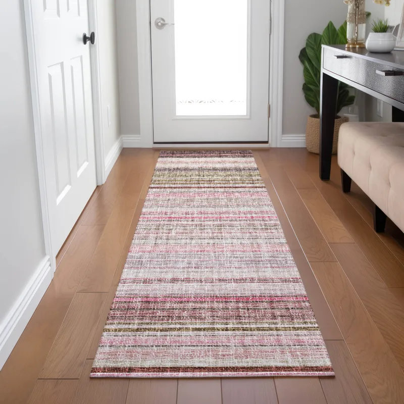 Luxury Washable Indoor/Outdoor Portico Pink 2\'3\" x 7\'6\" Runner Rug
