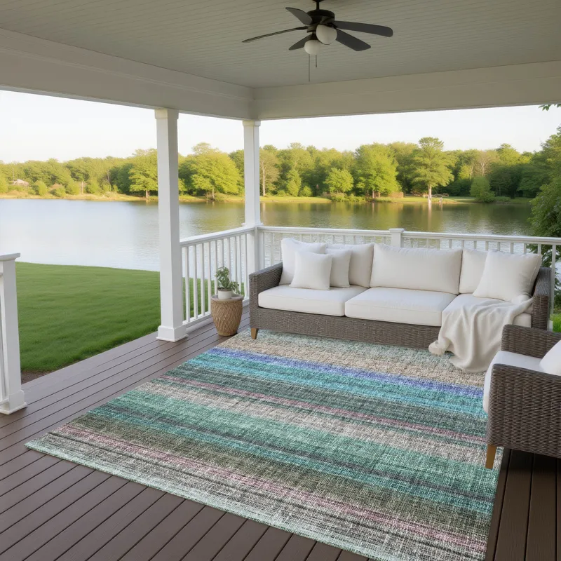 Luxury Washable Indoor/Outdoor Portico Sage 5\' x 7\'6\" Rug